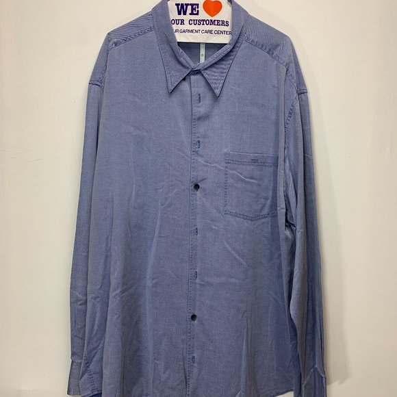 AXIS MENS 2XT LONG SLEEVE BUTTON BLUE SHIRT  TALL - Picture 5 of 5